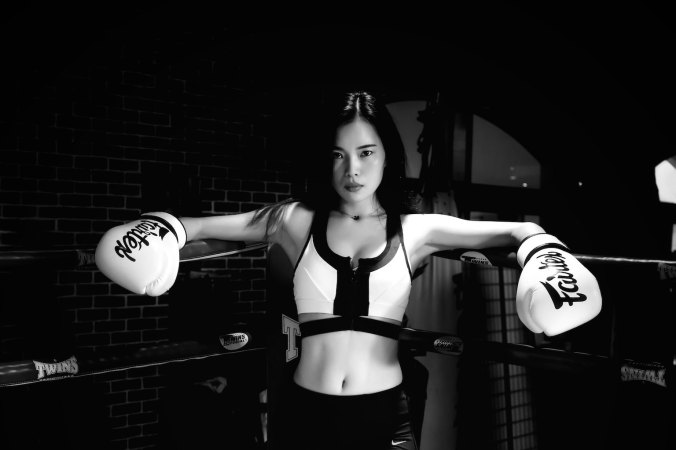 Woman fighter in ring