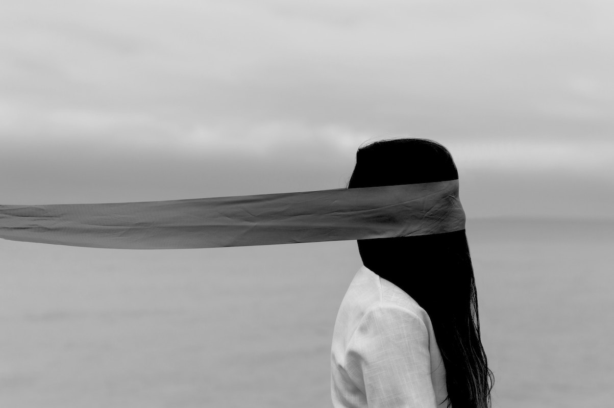 A girl blindfolded