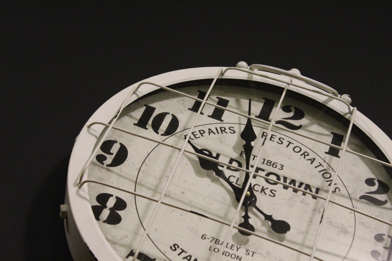Old clock with protective bars