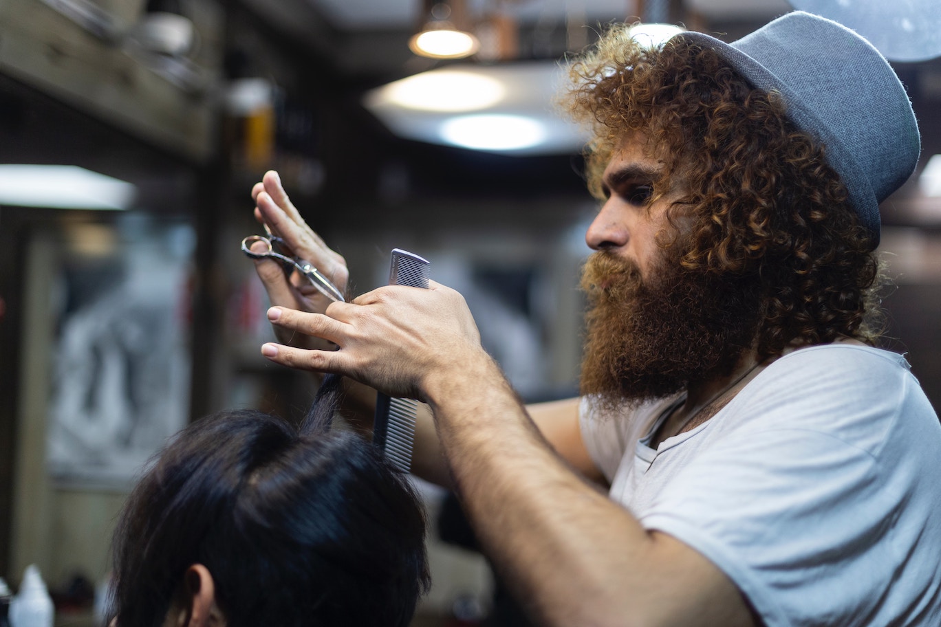 Man cutting hair