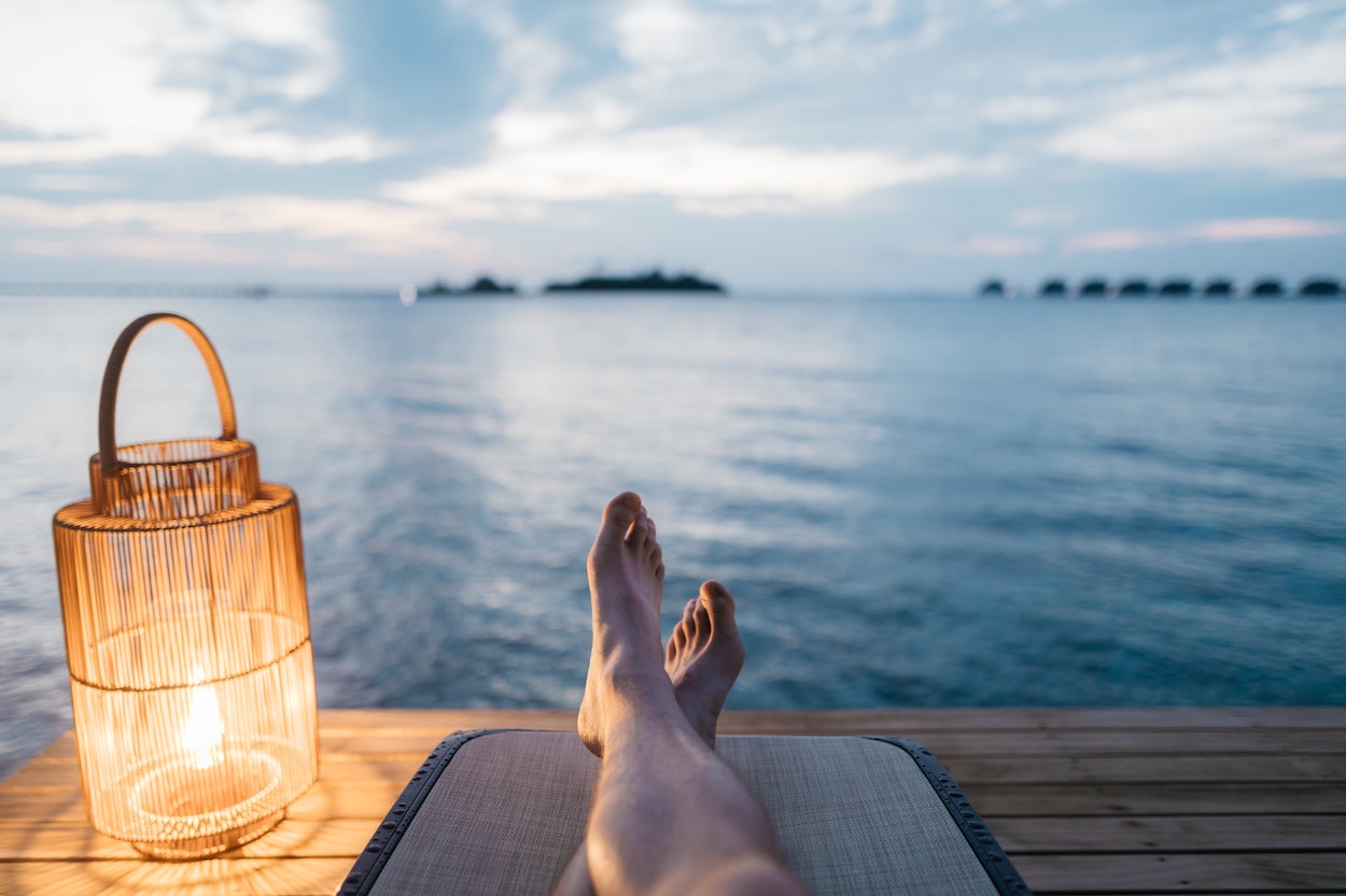 Photo of legs at a lakeside