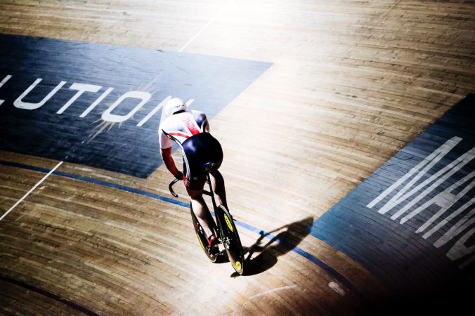 Man cycling in cycling dome