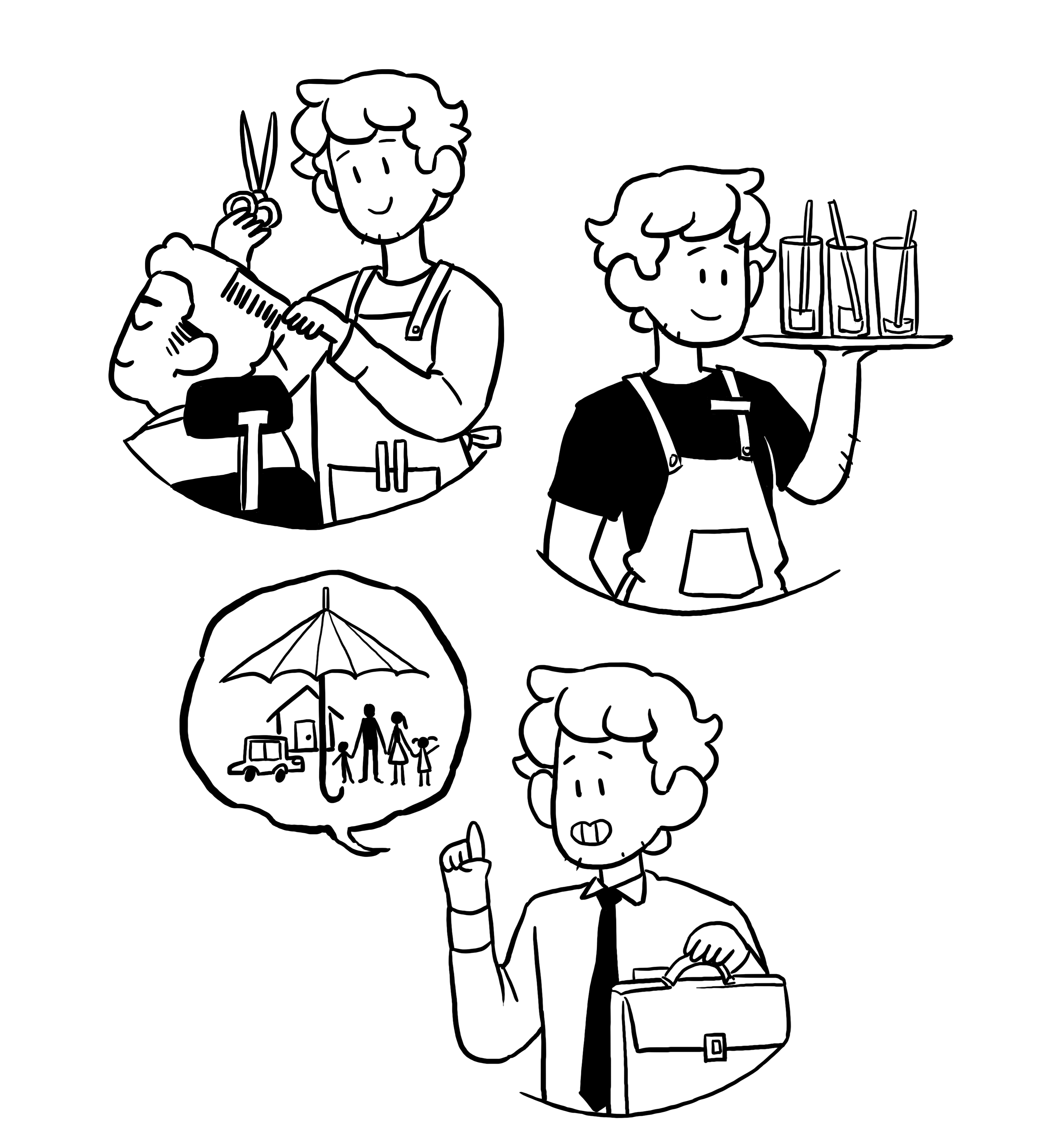 Illustrations of Stuart Danker's story in Money Stories From Malaysians 2