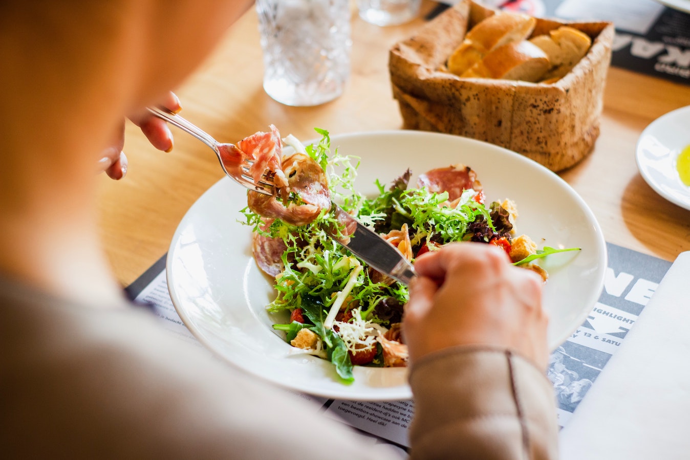 Man eating a salad